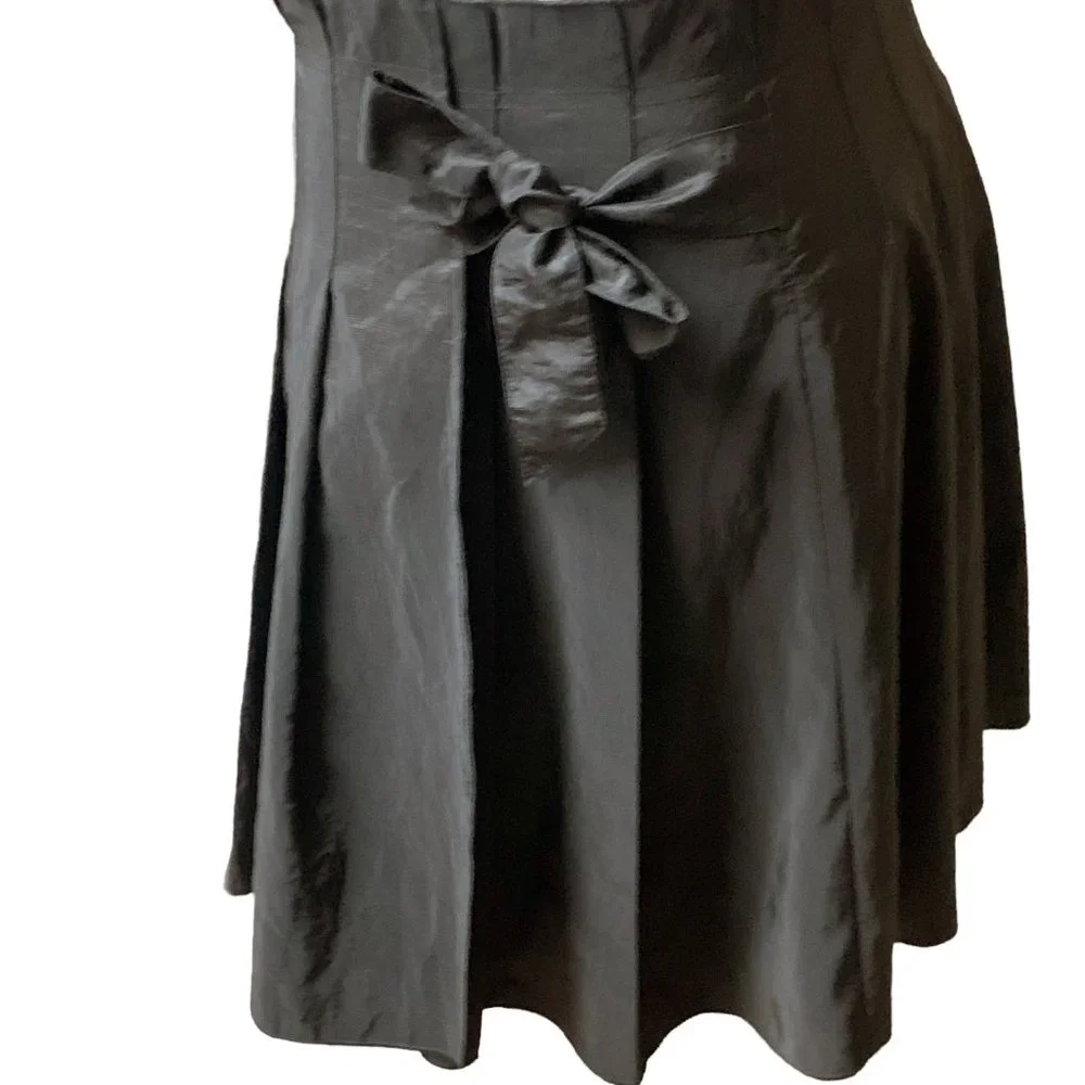 ATELIER Black Pleated A‎ Line  Wrap Skirt